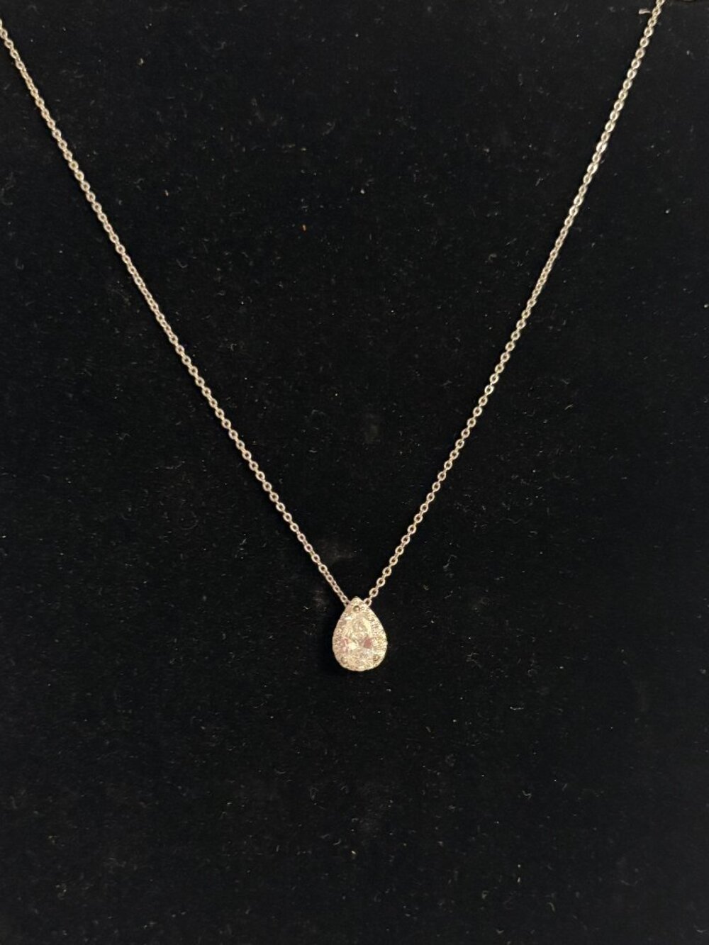 Silver Tear drop Zirconium Necklace